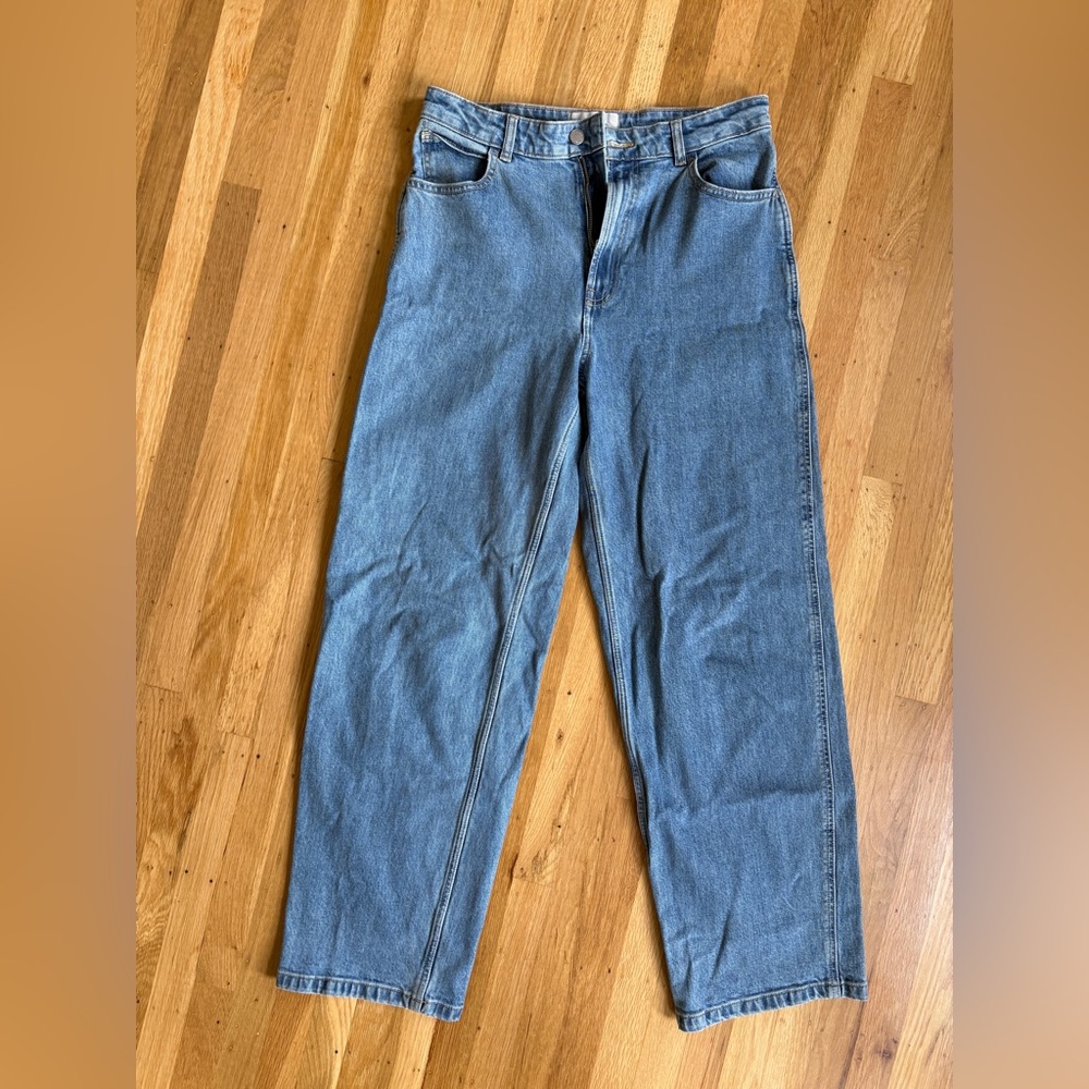 Everlane Way-High Wide-Leg Organic Cotton Jeans in Light Blue